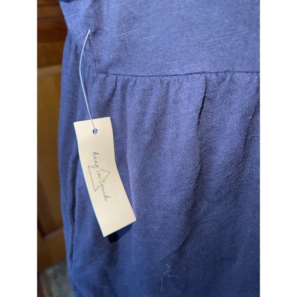 Keep in Touch Womens V Neck Embroidered Ruffled Blouse Top Navy Blue - Size M - Picture 9 of 10